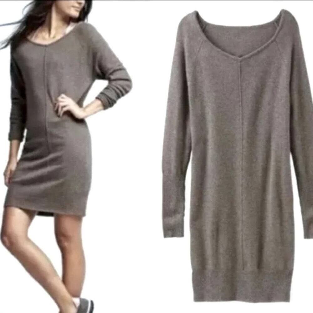 Athleta Cashmere Sweater Dress Adi Mudra Gray Grey Long Sleeve Womens Size Small